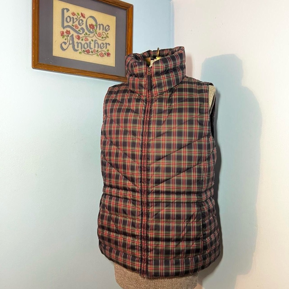 Talbots Multicolor Plaid Quilted Vest
